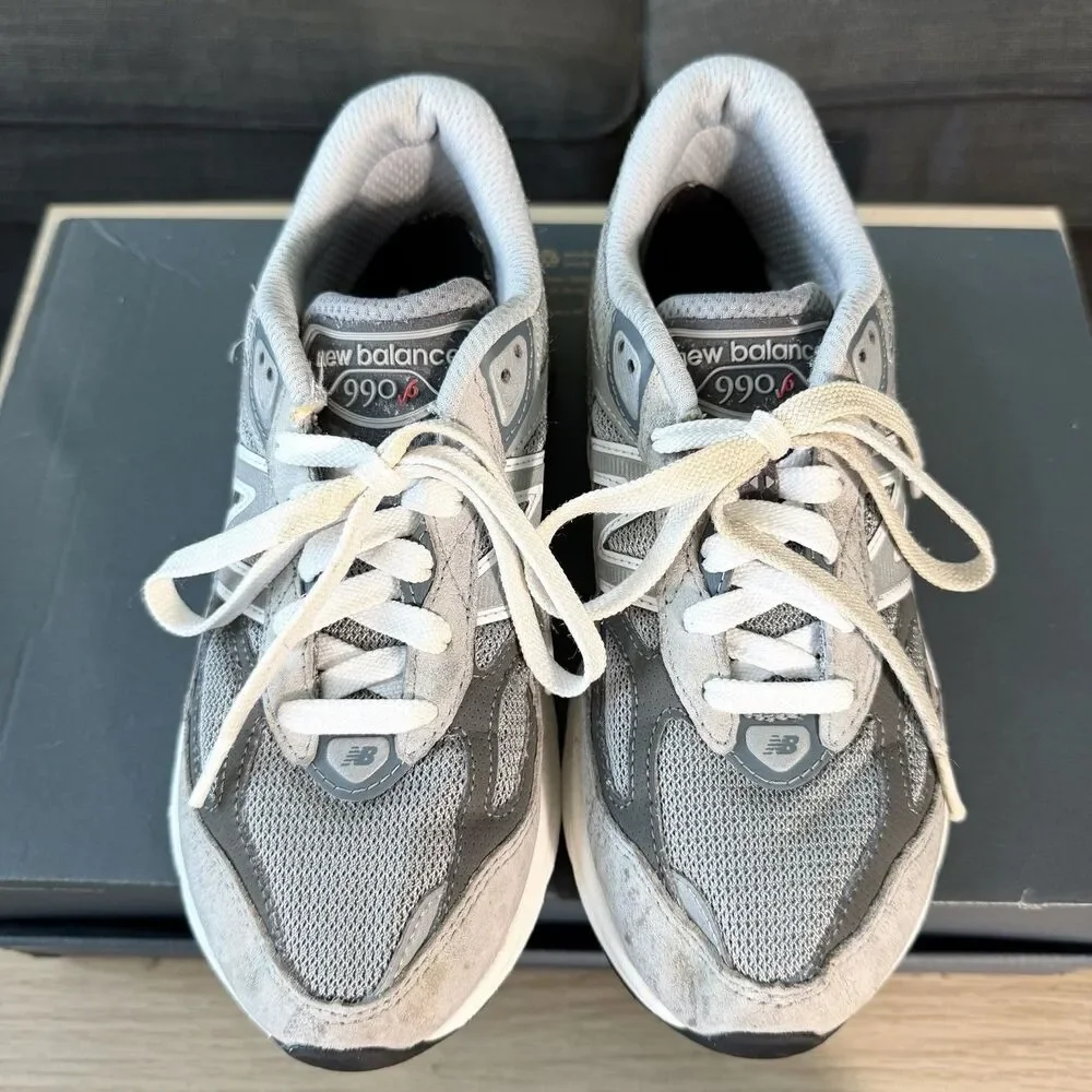 New Balance 990v6 USA Grey & White Suede Leather Shoes Women’s Size 6.5